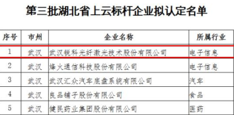 锐科激光顺利通过认定 成功入选第三批湖北省上云标杆企业名单