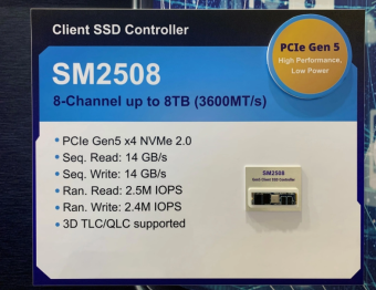 慧荣展示新款PCIe 5.0 SSD主控：支持8个NAND通道 速度高达3600MT/s