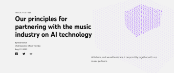 YouTube与环球音乐合作推出音乐AI孵化器 将有助于为YouTube的方法提供指导