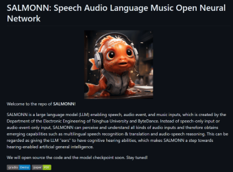 清华大学联合字节跳动推出开源听觉大语言模型SALMONN 支持语音、音频以及音乐输入