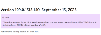 微软Win7/8/8.1迎来Edge浏览器109版本补丁更新 添加了一些安全漏洞的修复