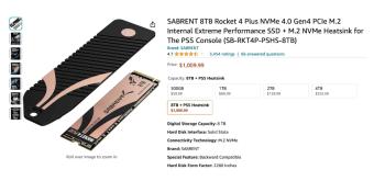 Sabrent为PS5推出8 TB SSD 目前暂未上架国内电商平台