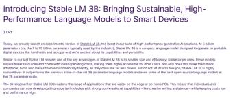 Stable LM 3B模型问世：包含30亿个参数 主打文本生成
