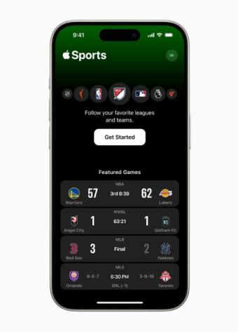 Apple今日推出Apple Sports软件：可让体育迷访问实时比分、统计数据等